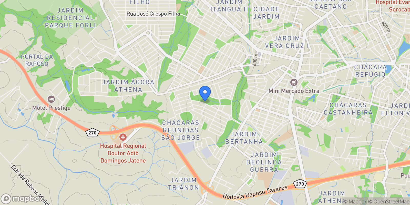 Map showing Chácaras Reunidas São Jorge, State of São Paulo, Brazil.