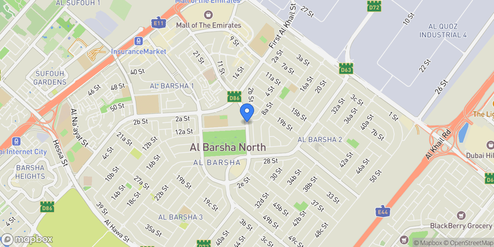 Map showing Al Barsha 2 Street - Al Barsha - Dubai - United Arab Emirates, Dubai, Dubai, United Arab Emirates.