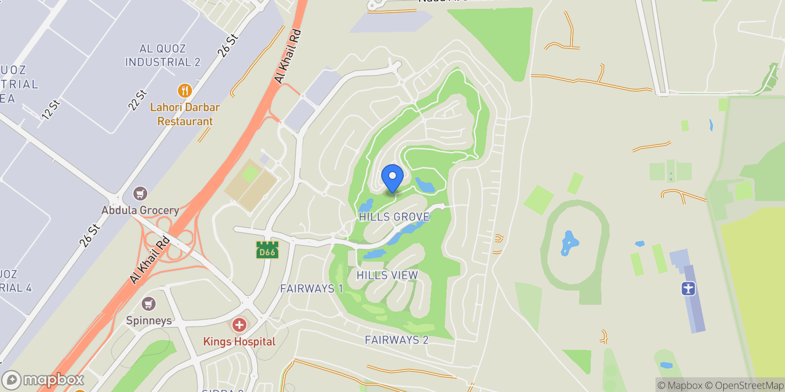 Map showing Dubai Hills View, Dubai Hills Estate, Dubai, Dubai, United Arab Emirates.