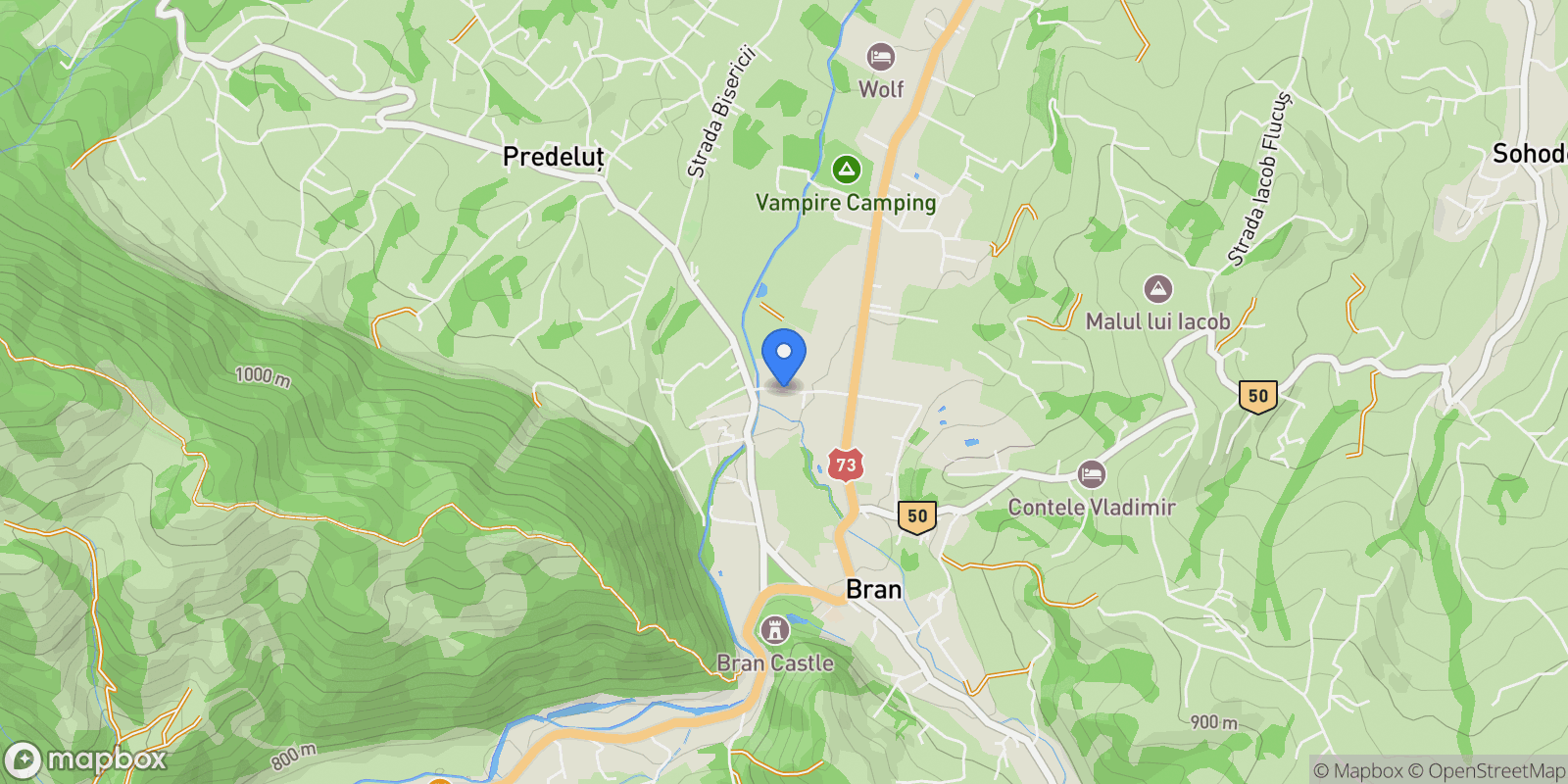 Map showing Strada Liviu Popovici 12, Bran, Brașov County, Romania.