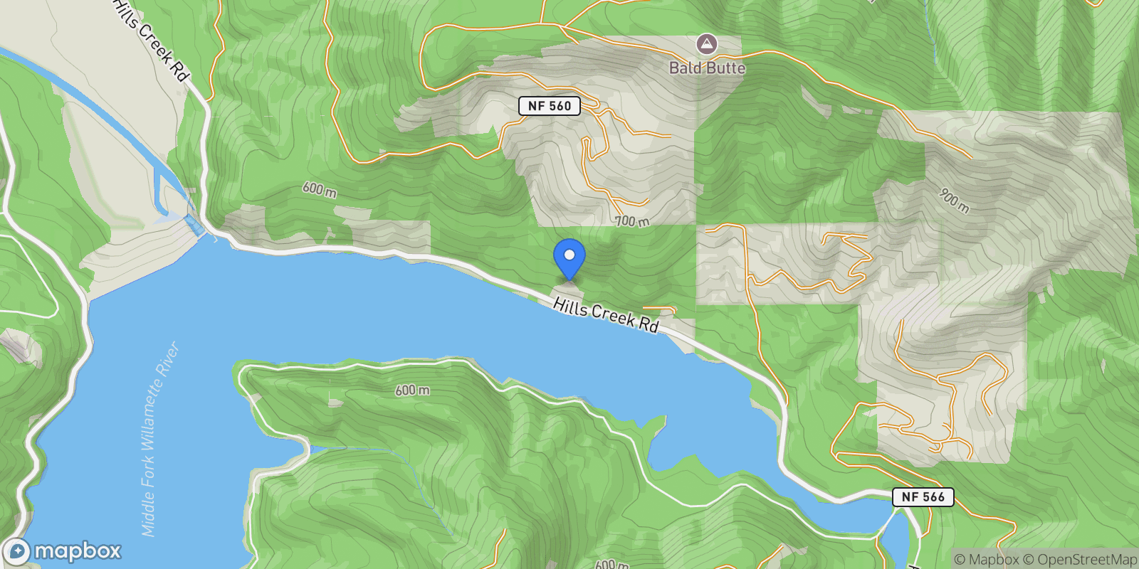 Map showing 49867 Hills Creek Road, Oakridge, Oregon, United States.