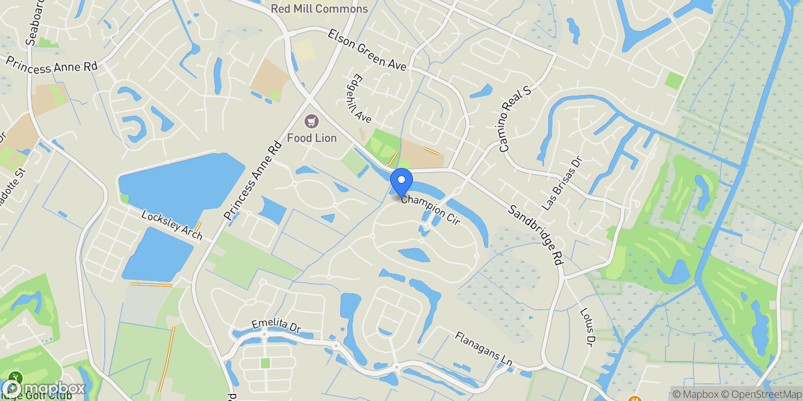 Map showing 1944 Champion Circle, Virginia Beach, Virginia, United States.