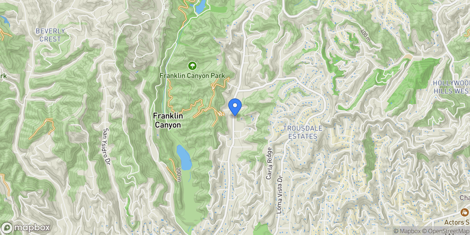 Map showing 1960 Coldwater Canyon Dr, Beverly Hills, California, United States.