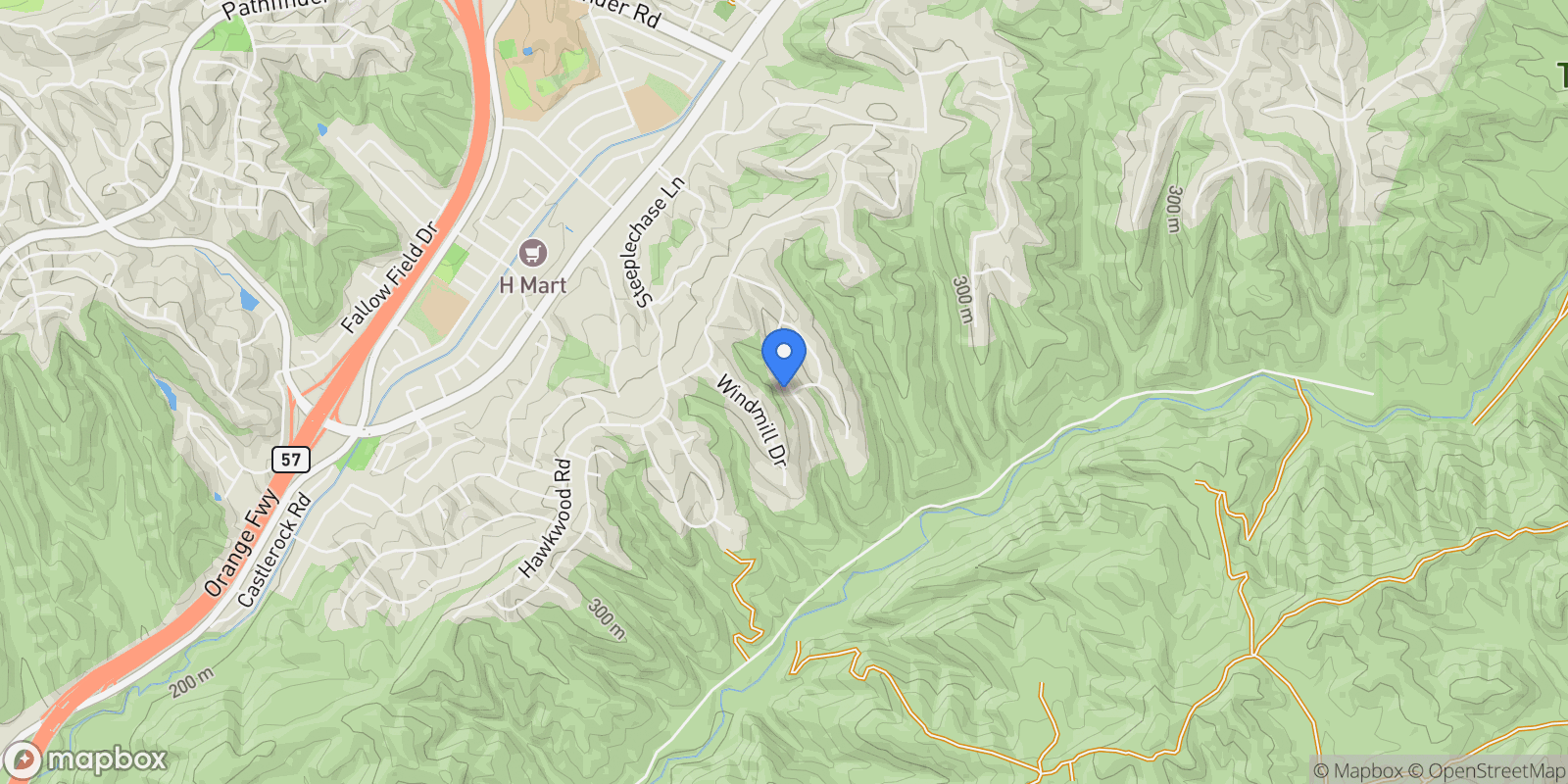 Map showing 2855 Oak Knoll Drive, Diamond Bar, California, United States.