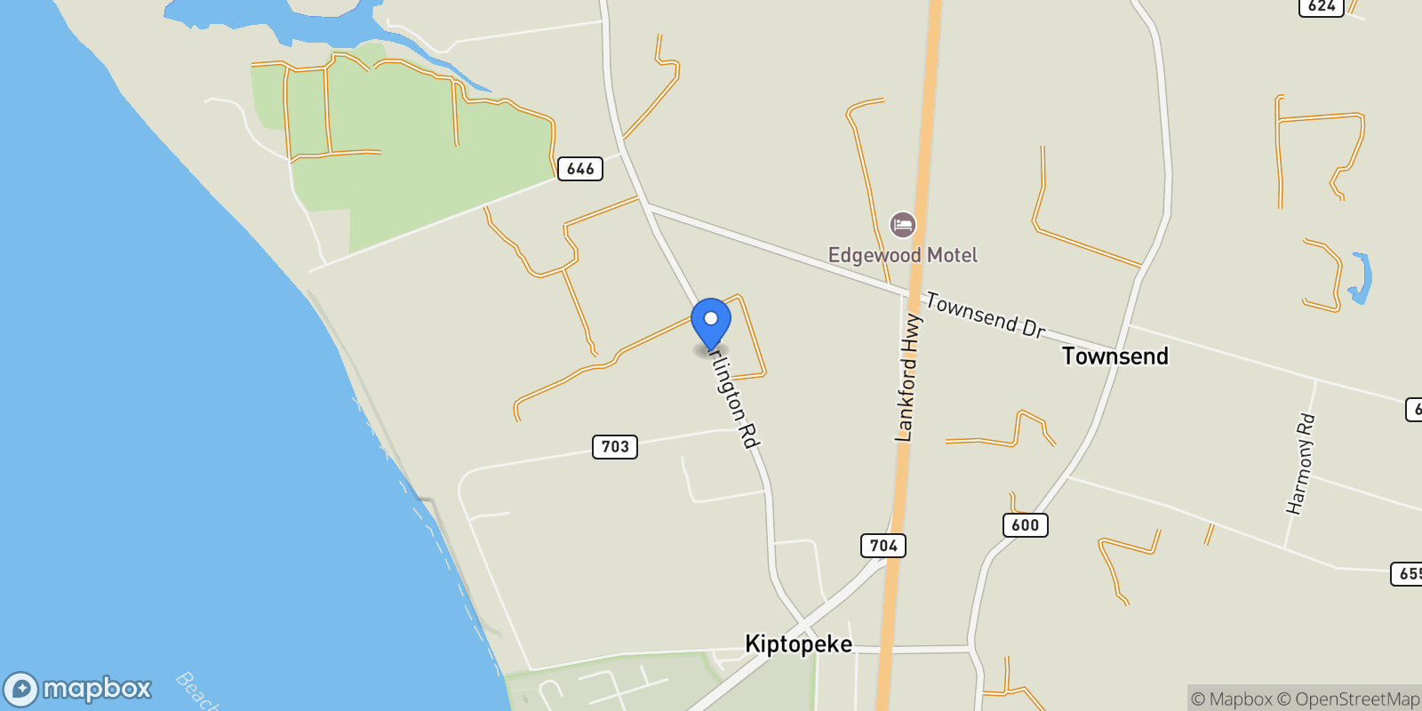 Map showing 29026 Arlington Road, Cape Charles, Virginia, United States.