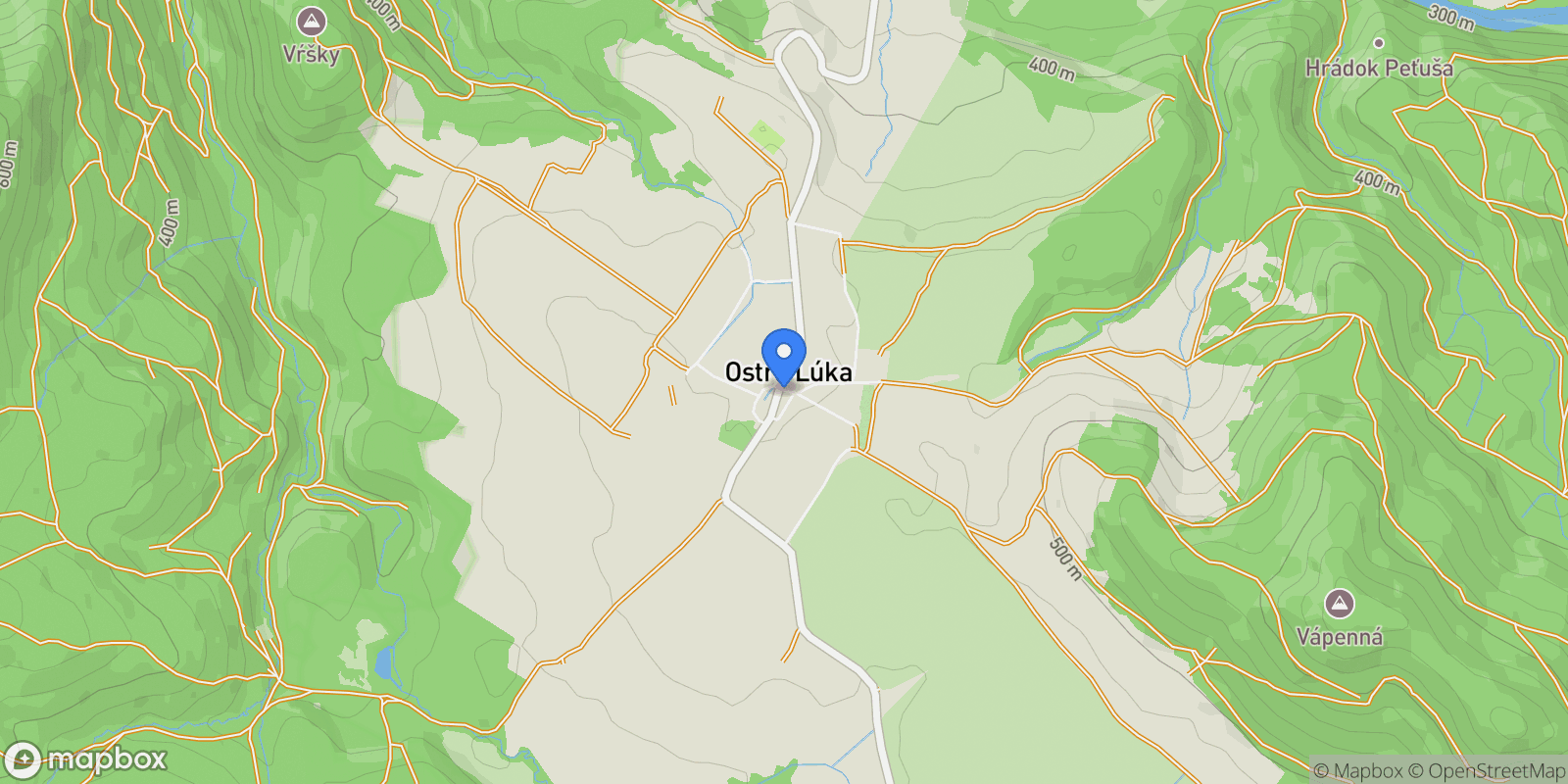 Map showing Ostrá Lúka, Banská Bystrica Region, Slovakia.