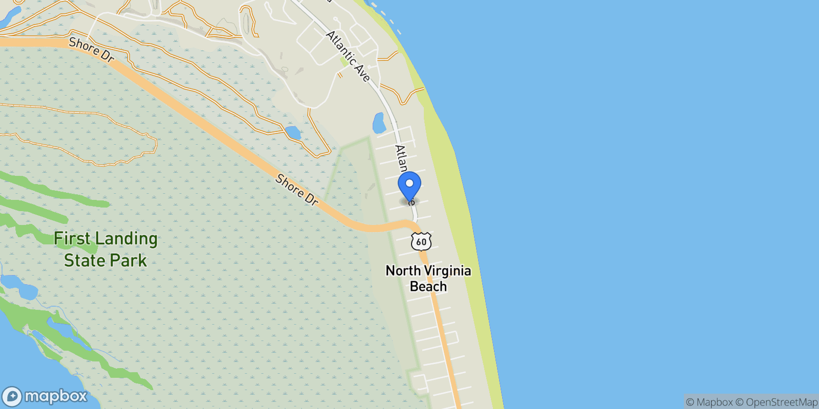 Map showing 201 84TH Street, Virginia Beach, Virginia, United States.