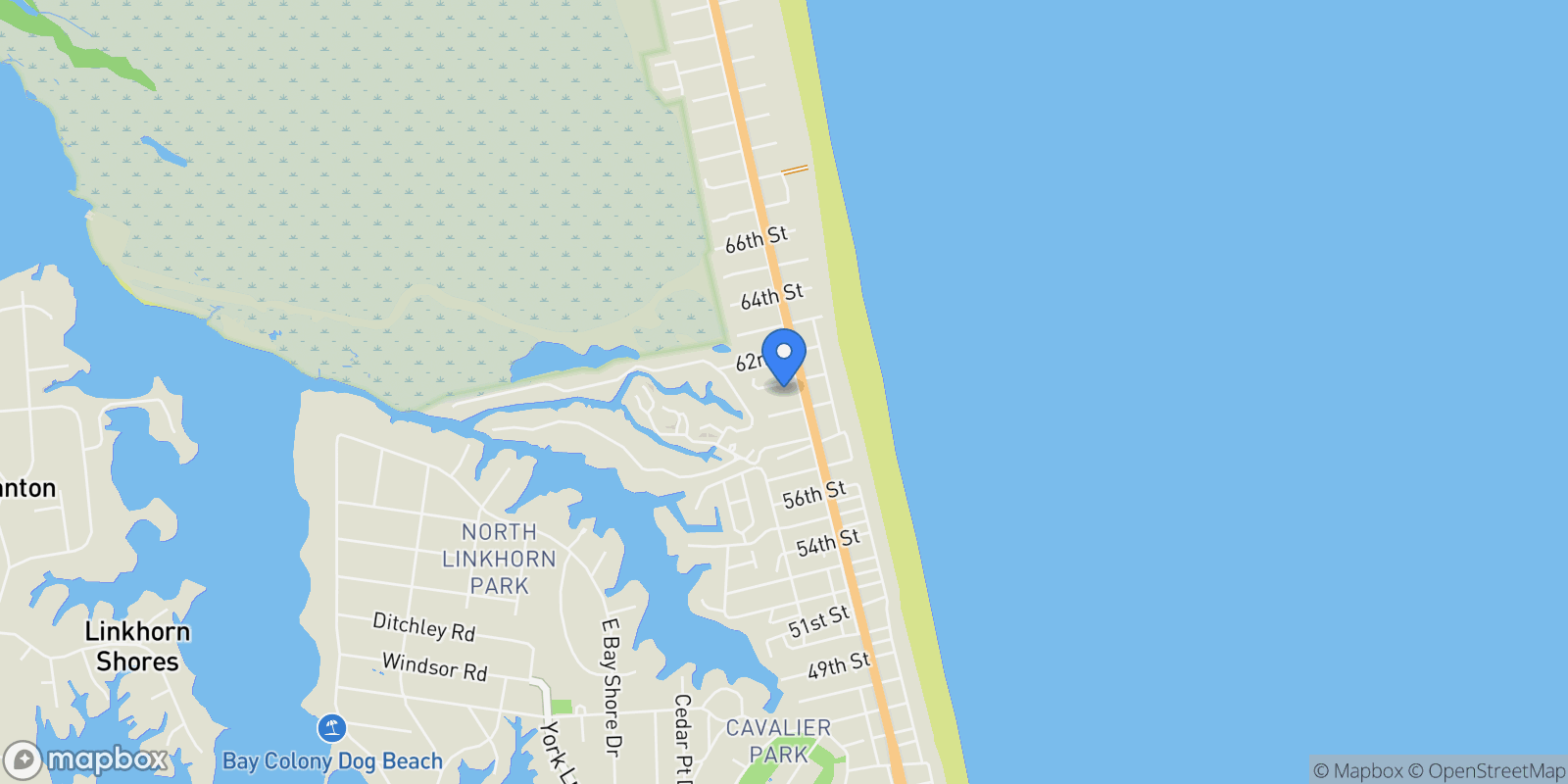 Map showing 207 60th Street, Virginia Beach, Virginia, United States.