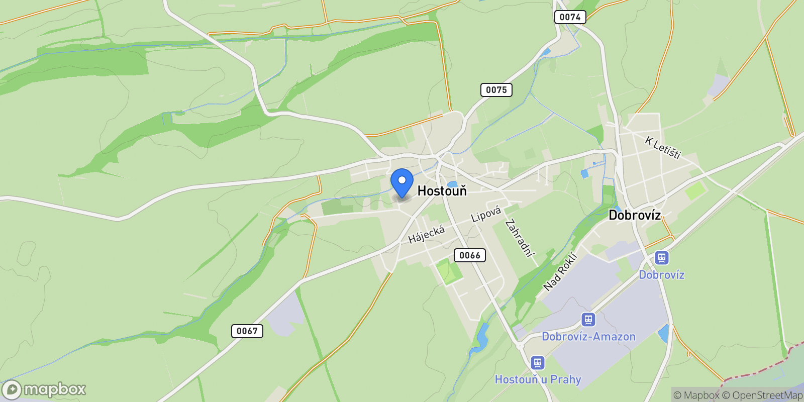 Map showing Hostouň, Central Bohemian Region, Czechia.