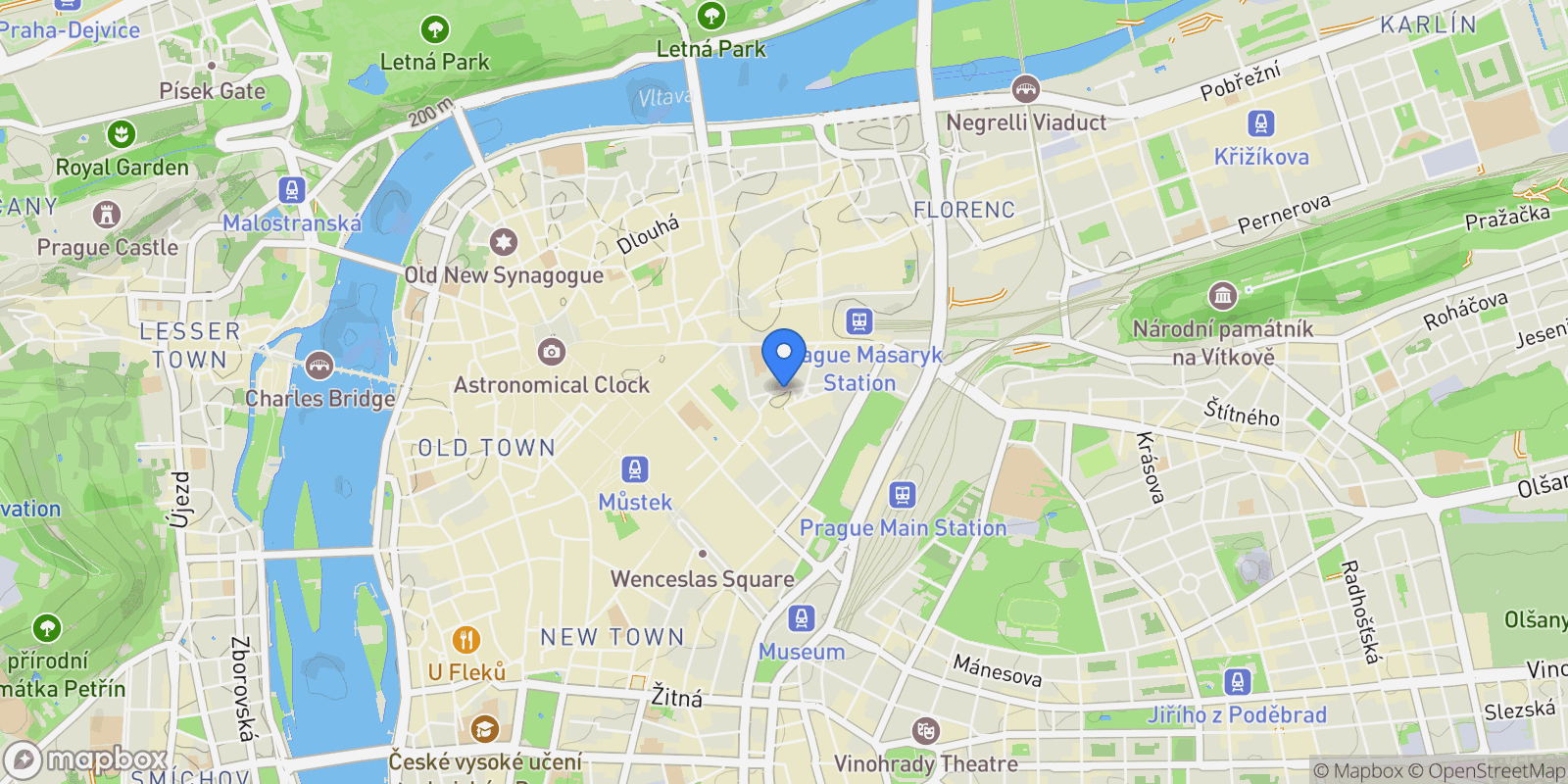 Map showing Prague, Prague, Czechia.