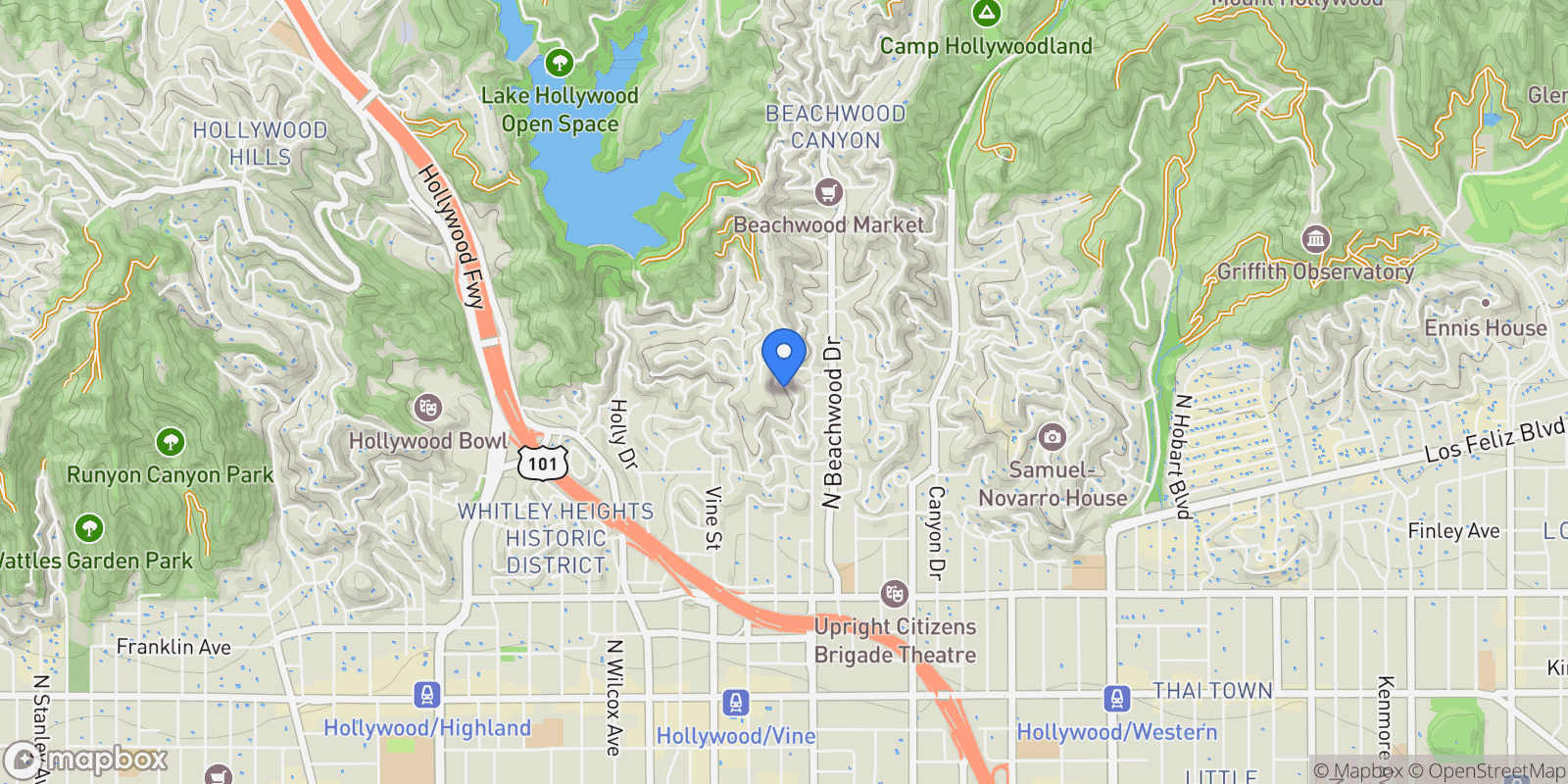 Map showing 2311 Vasanta Way, Los Angeles, California, United States.