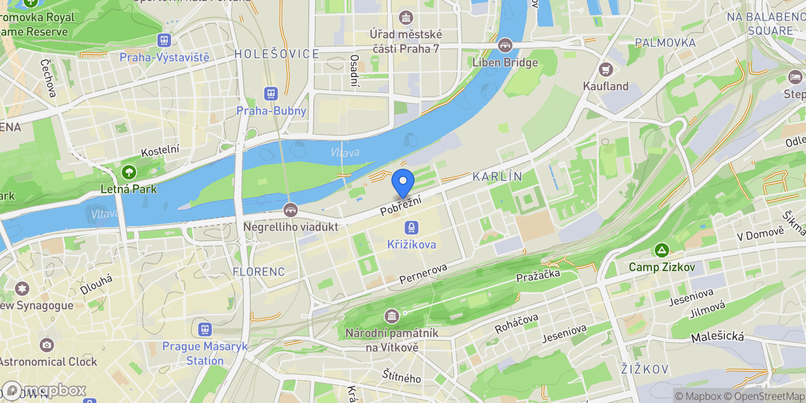 Map showing Koh-I-Noor Diamond Penthouse 41609, Prague, Prague, Czechia.