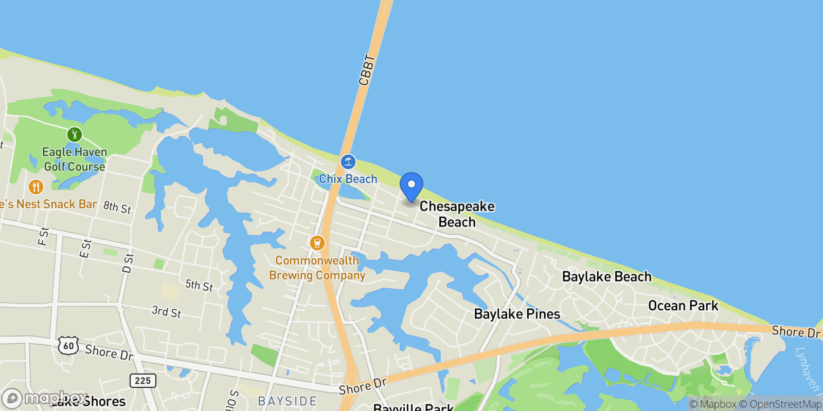 Map showing 4466 Ocean View Avenue, Virginia Beach, Virginia, United States.