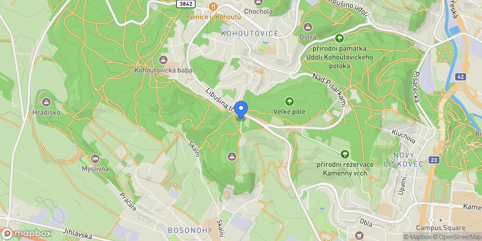 Map showing Brno, South Moravian Region, Czechia.