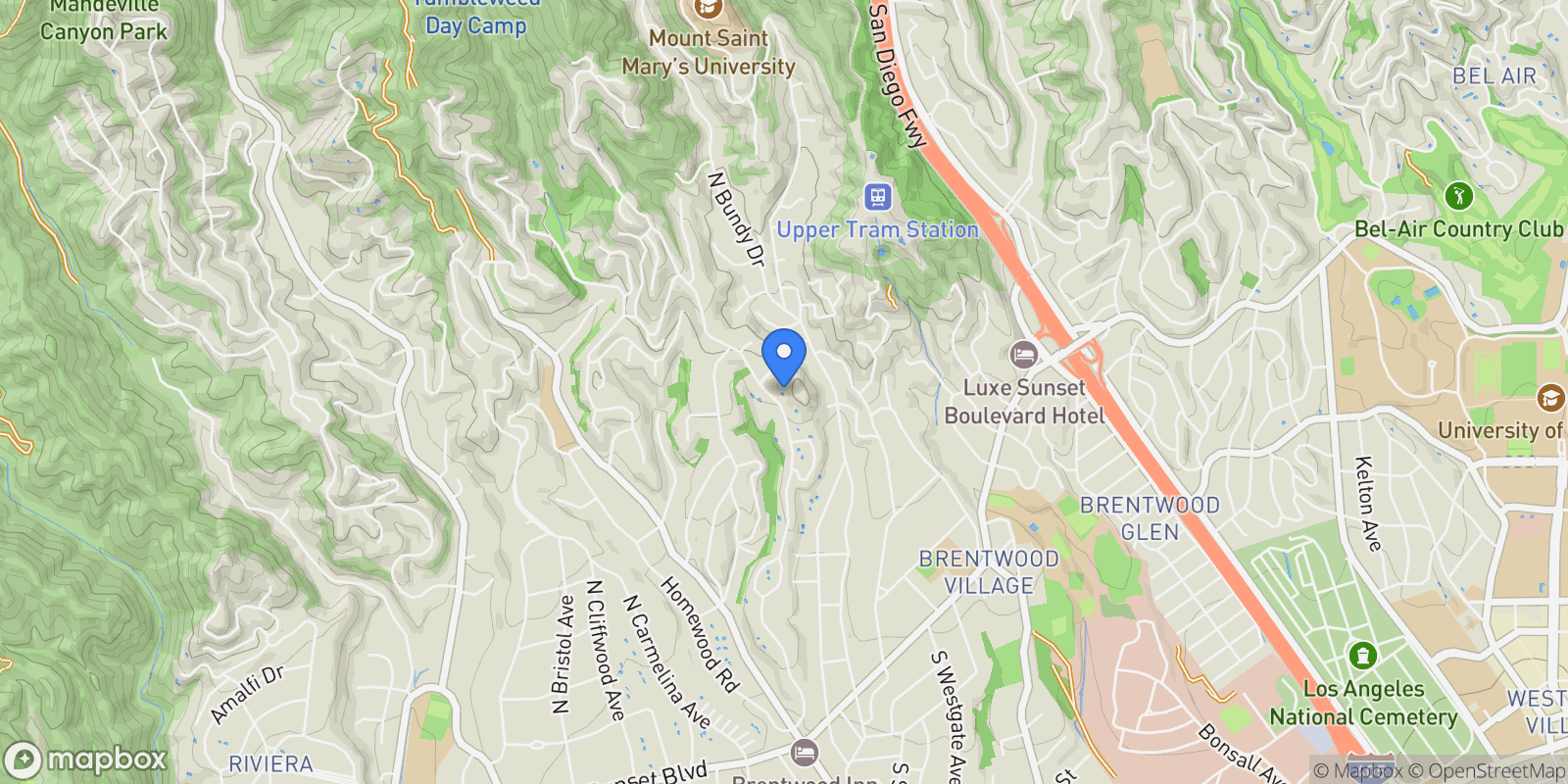 Map showing 590 N Tigertail Rd., Los Angeles, California, United States.
