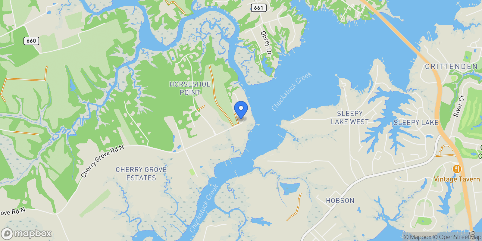 Map showing 1851 Cherry Grove Road N, Suffolk, Virginia, United States.