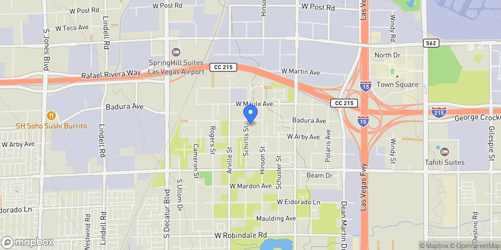 Map showing 7030 SCHIRLLS Street, Las Vegas, Nevada, United States.