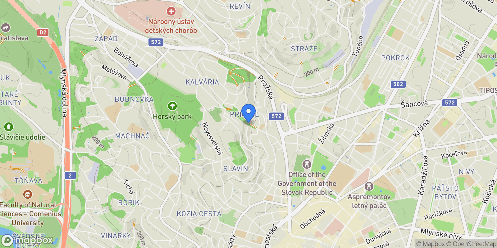 Map showing Bratislava, Bratislava Region, Slovakia.
