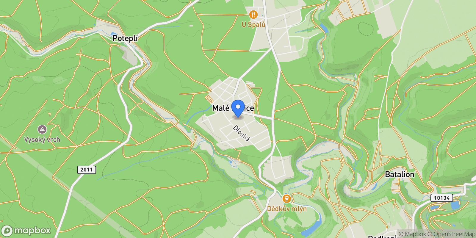 Map showing Malé Kyšice, Central Bohemian Region, Czechia.