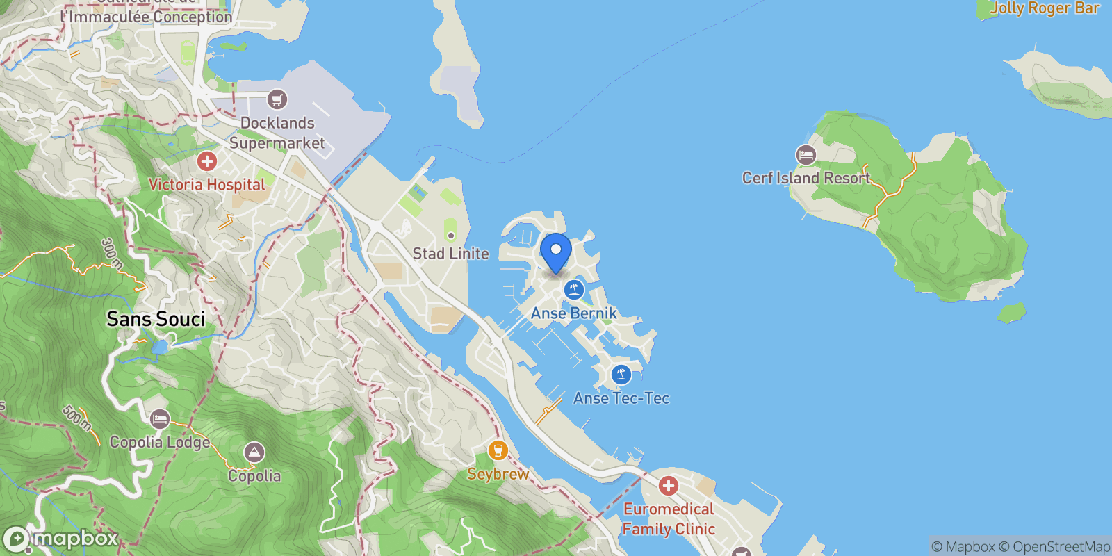 Map showing Eden Island, Seychelles, Seychelles, Eden Island, Seychelles, Seychelles.