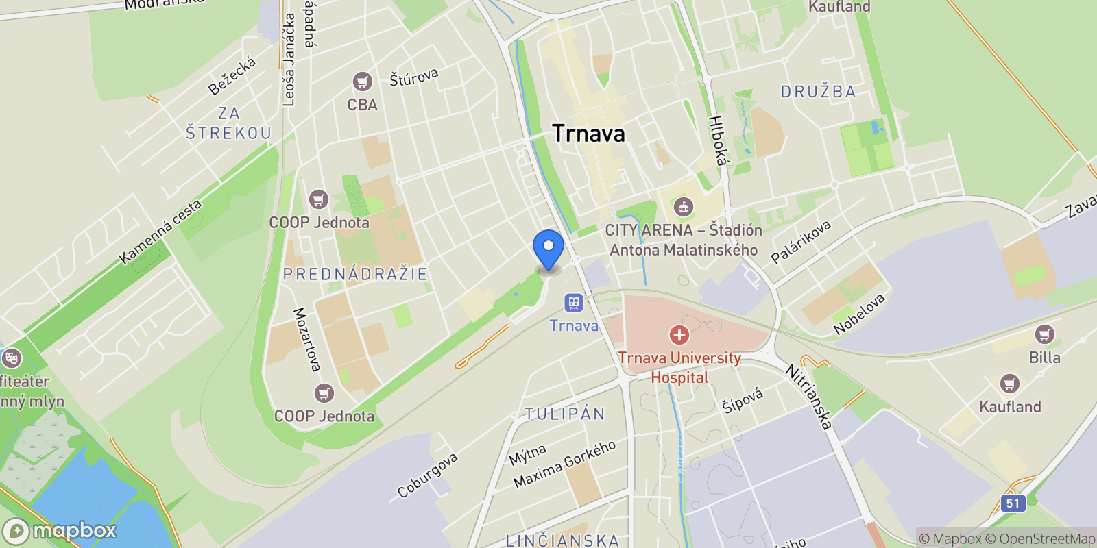 Map showing Vineyard Villa 105411, Trnava, Trnava Region, Slovakia.