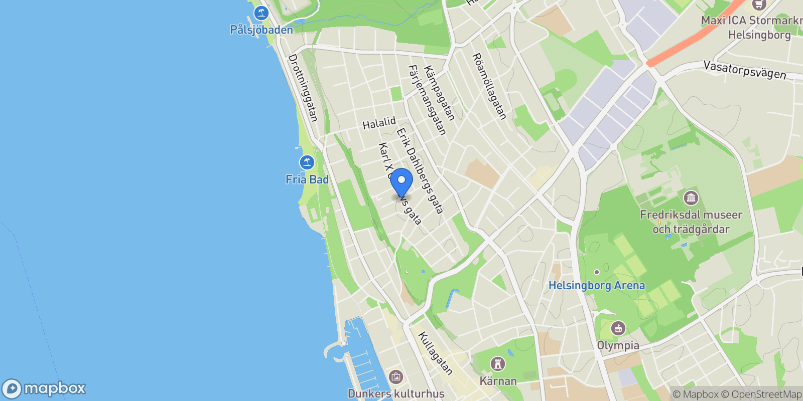 Map showing Karl X Gustavs gata 31, 254 30 Helsingborg, Sweden, Helsingborg, Skåne County, Sweden.