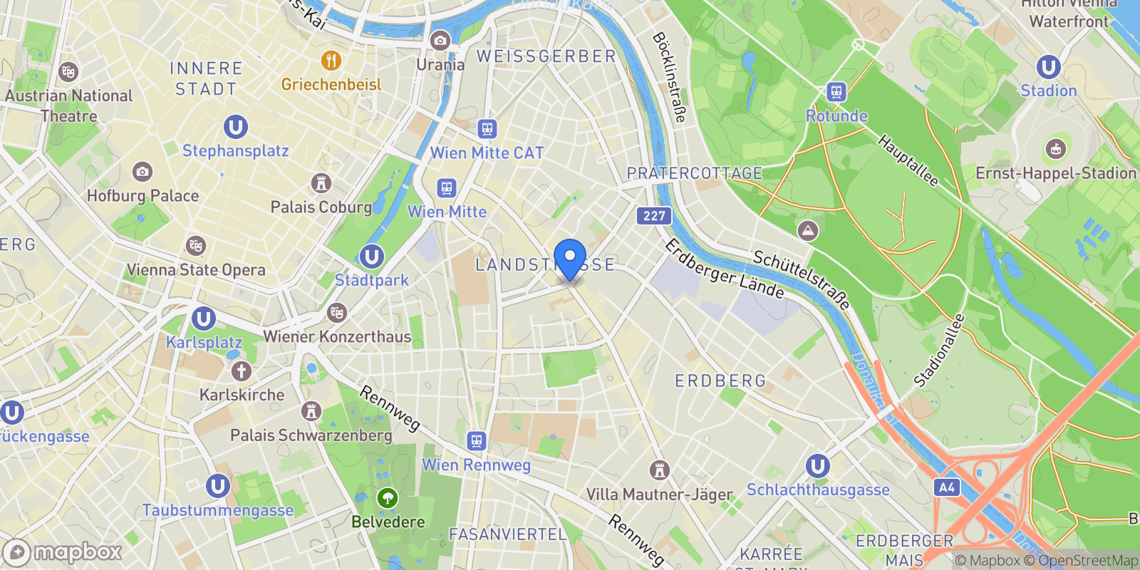 Map showing Vienna, Wien, Austria.