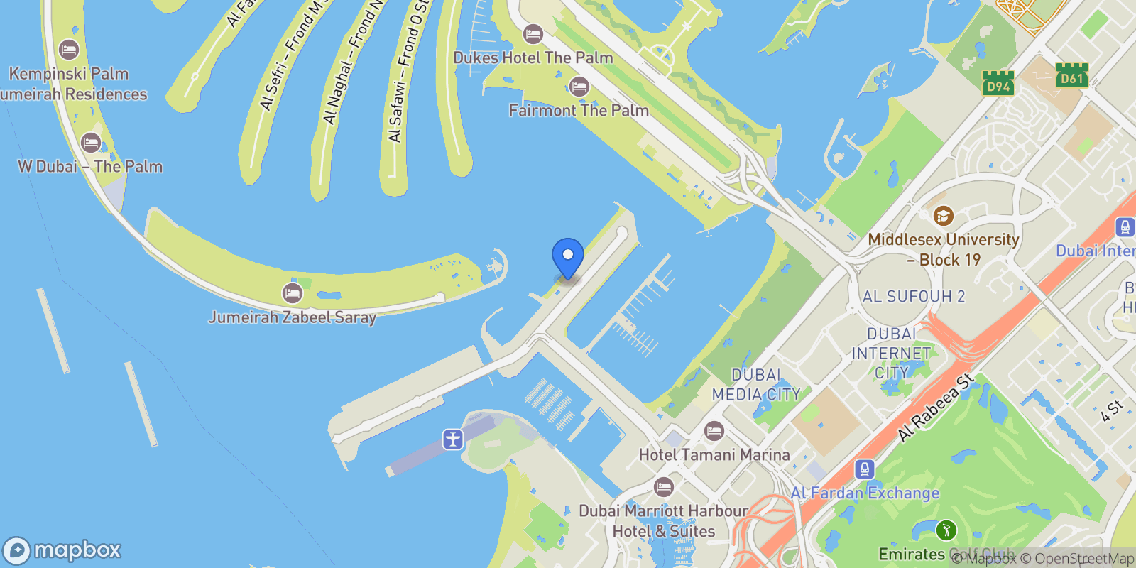Map showing Emaar Beachfront - The Palm Jumeirah - Dubai - United Arab Emirates, Dubai, Dubai, United Arab Emirates.