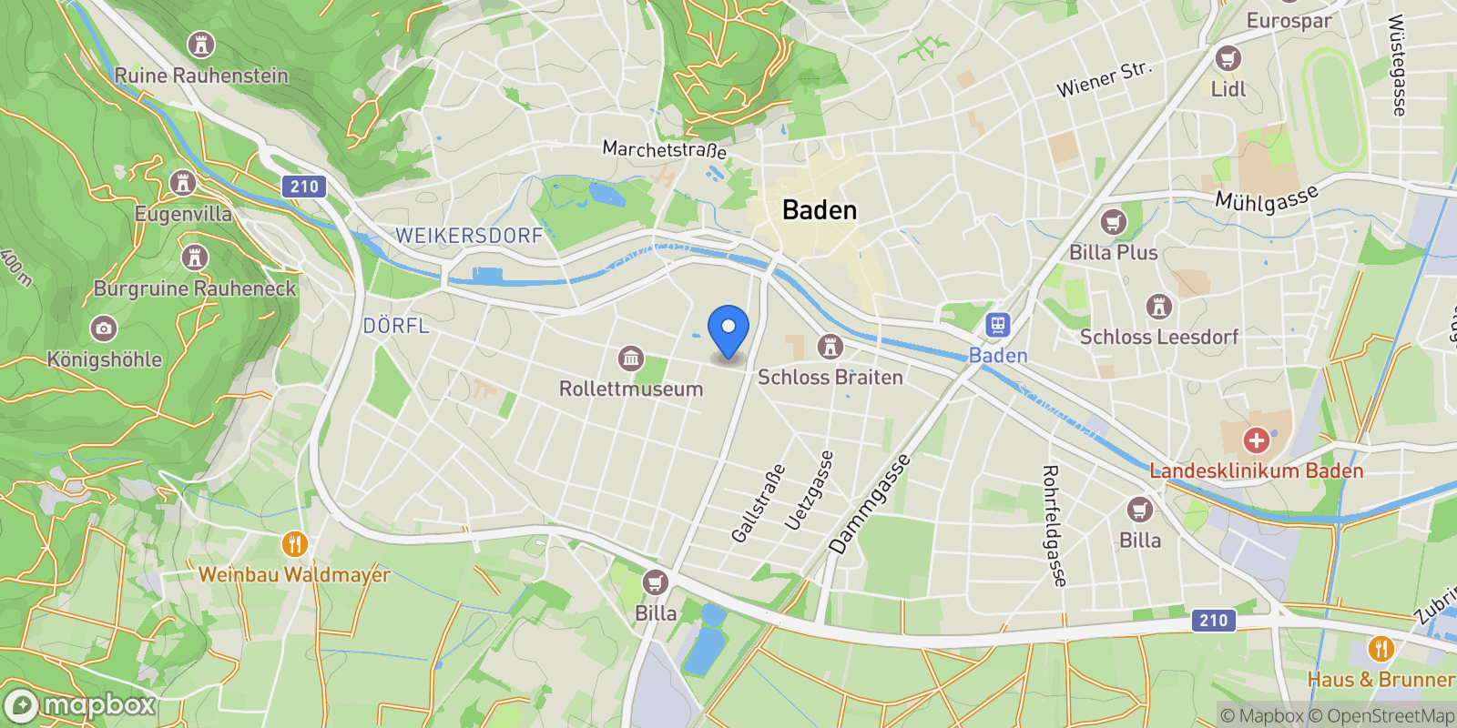 Map showing Baden bei Wien, Lower Austria, Austria.
