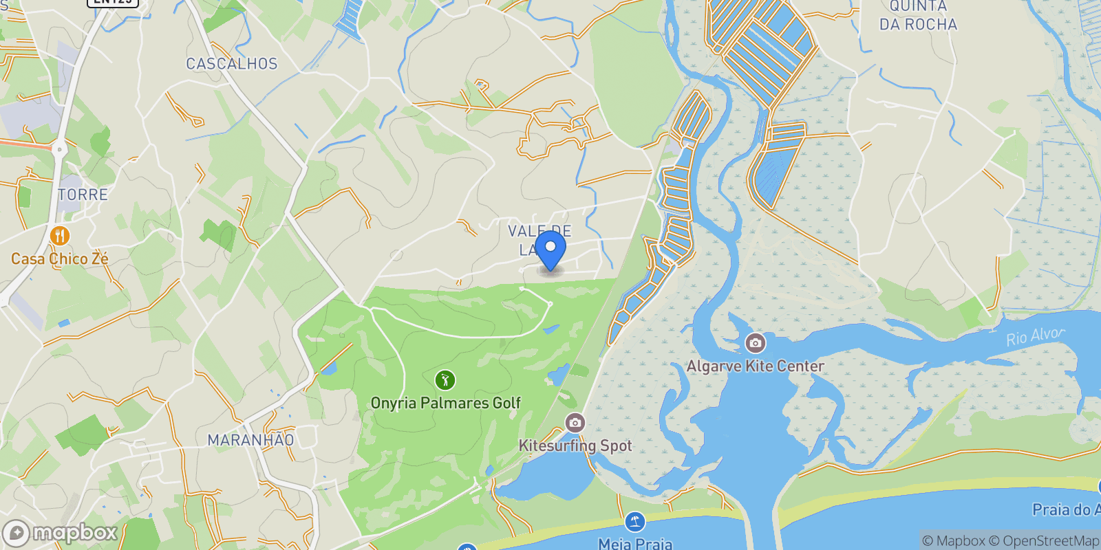 Map showing PALMARES, Faro, Odiaxere, Algarve, Portugal.
