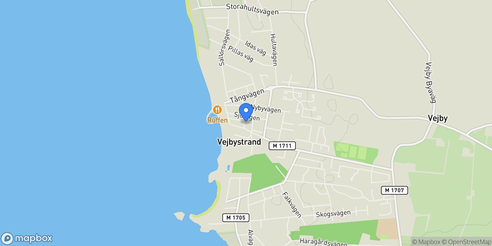 Map showing Byvägen 4, 266 52 Vejbystrand, Sweden, Vejbystrand, Skåne County, Sweden.