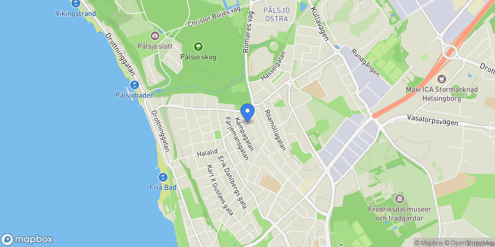 Map showing Norra Stenbocksgatan 91, 254 43 Helsingborg, Sweden, Helsingborg, Skåne County, Sweden.