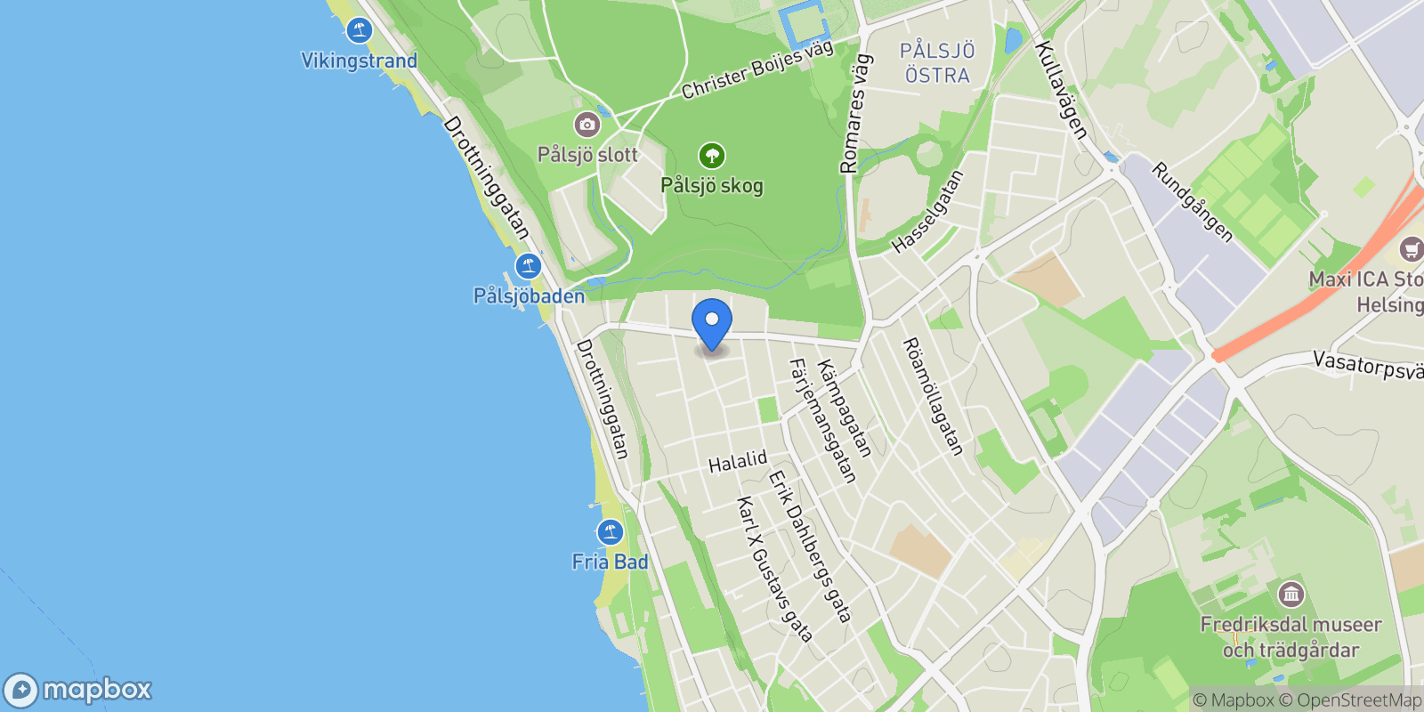 Map showing Karl X Gustavs gata 84, 254 40 Helsingborg, Sweden, Helsingborg, Skåne County, Sweden.