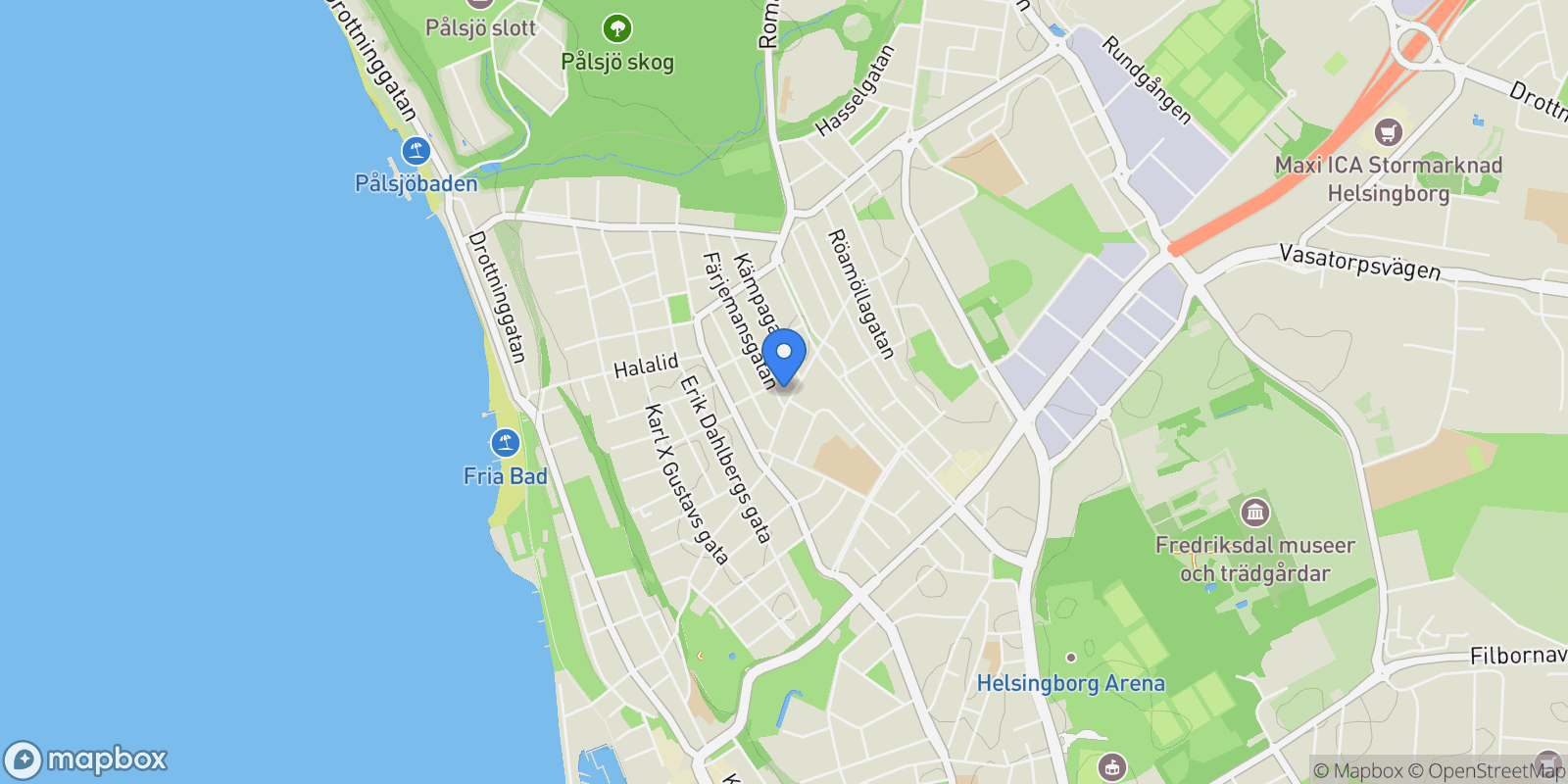 Map showing Tågagatan 61, 254 41 Helsingborg, Sweden, Helsingborg, Skåne County, Sweden.