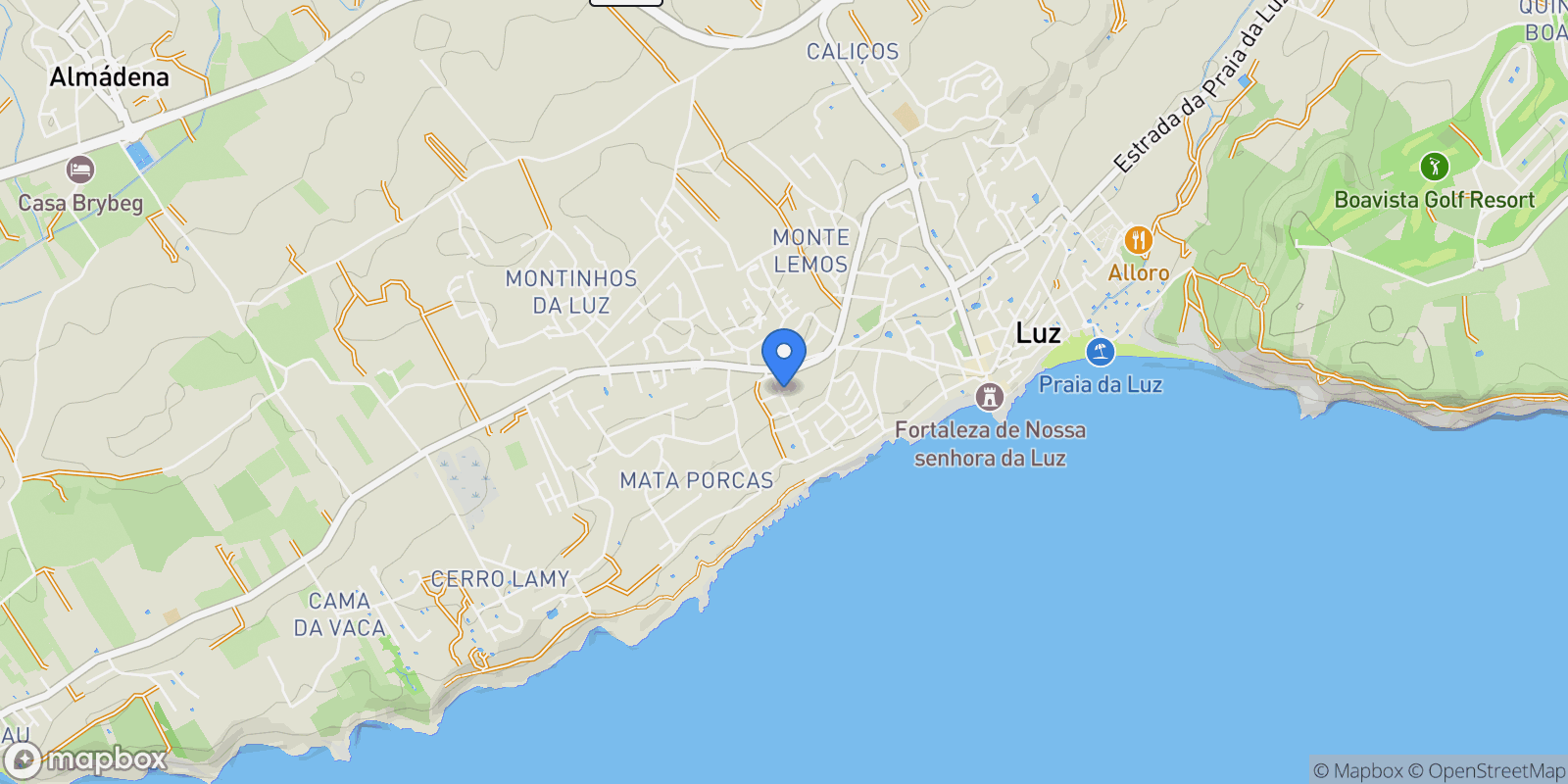 Map showing PRAIA DA LUZ, Faro, Praia da Luz, Algarve, Portugal.