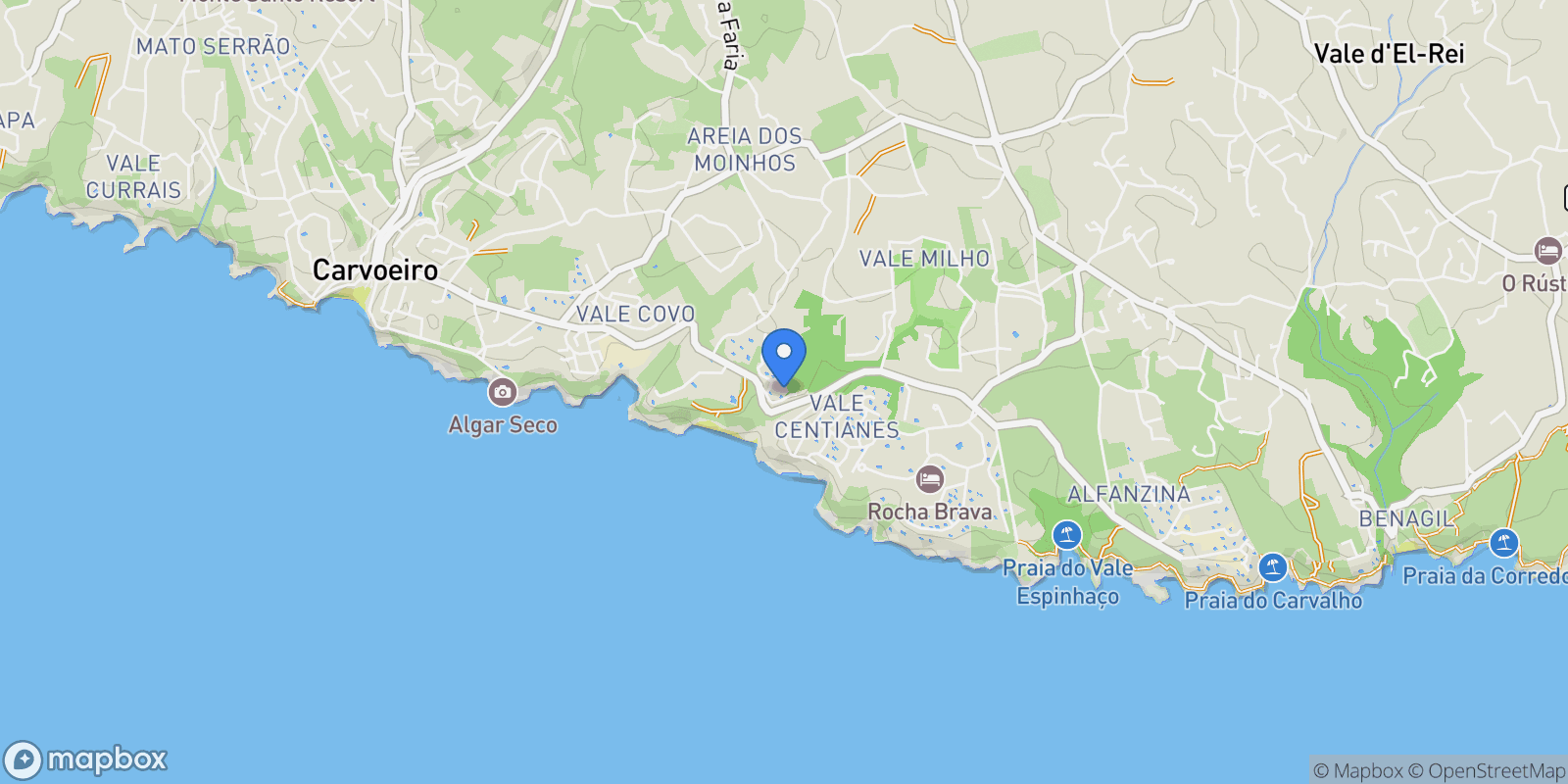 Map showing CARVOEIRO, Faro, Lagoa e Carvoeiro, Algarve, Portugal.