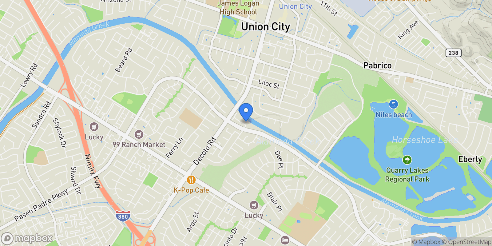 Map showing 3184 Waugh Place, Newark, California, United States.