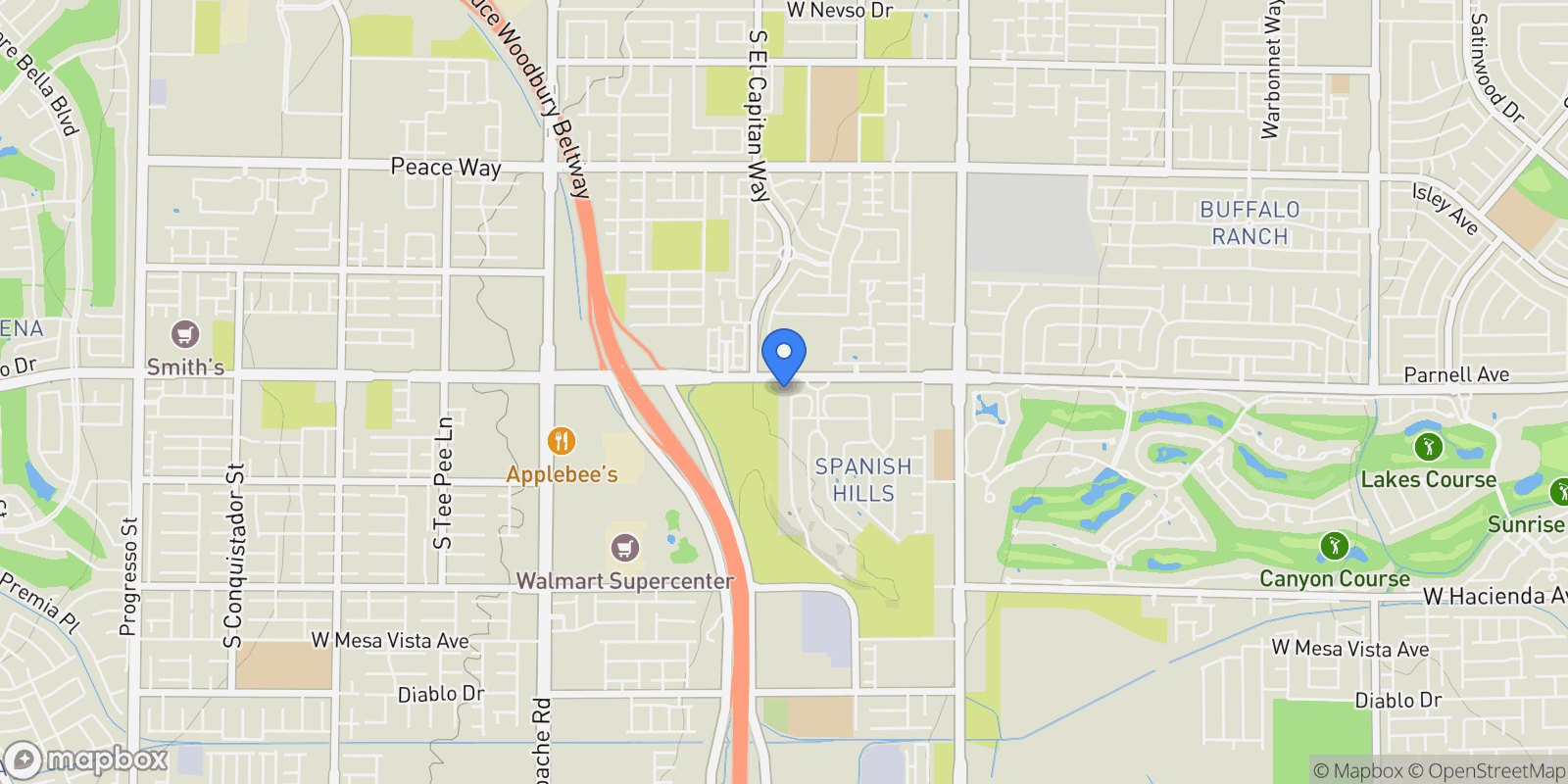 Map showing 4927 Spanish Heights Drive, Las Vegas, Nevada, United States.