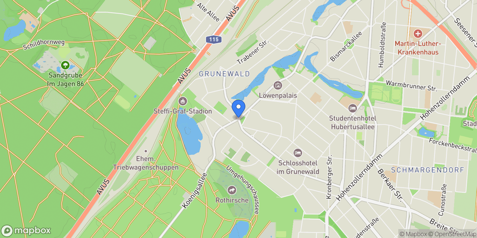 Map showing Grunewald, Berlin, Germany, Berlin, Berlin, Germany.