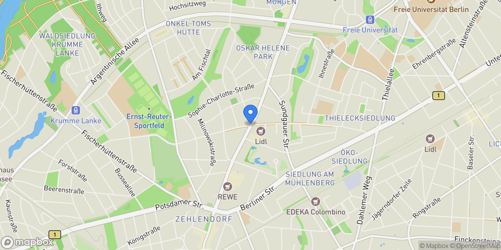 Map showing 14169 Berlin, Germany, Berlin, Berlin, Germany.
