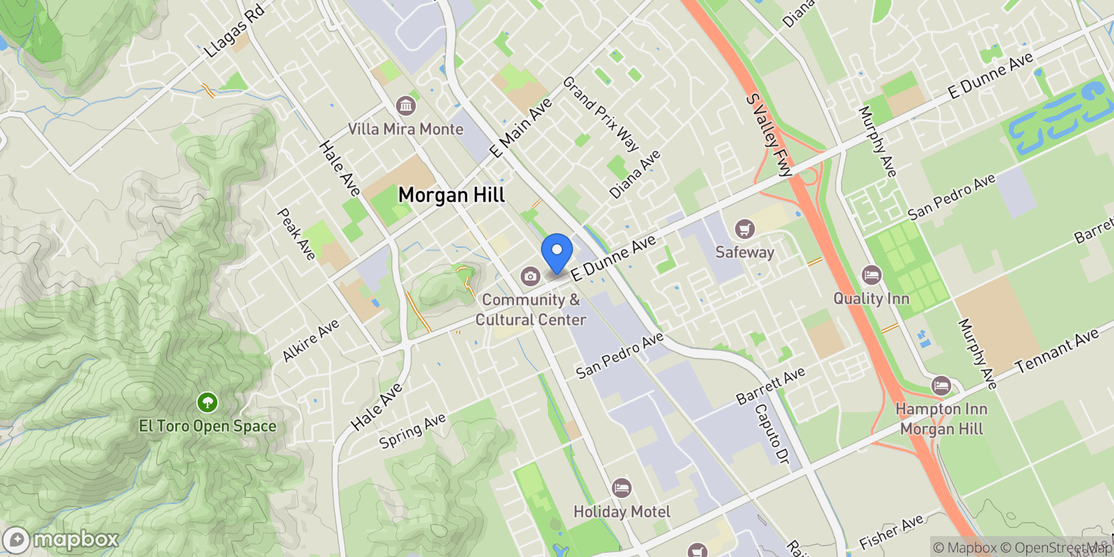 Map showing 185 E Dunne Avenue, Morgan Hill, California, United States.