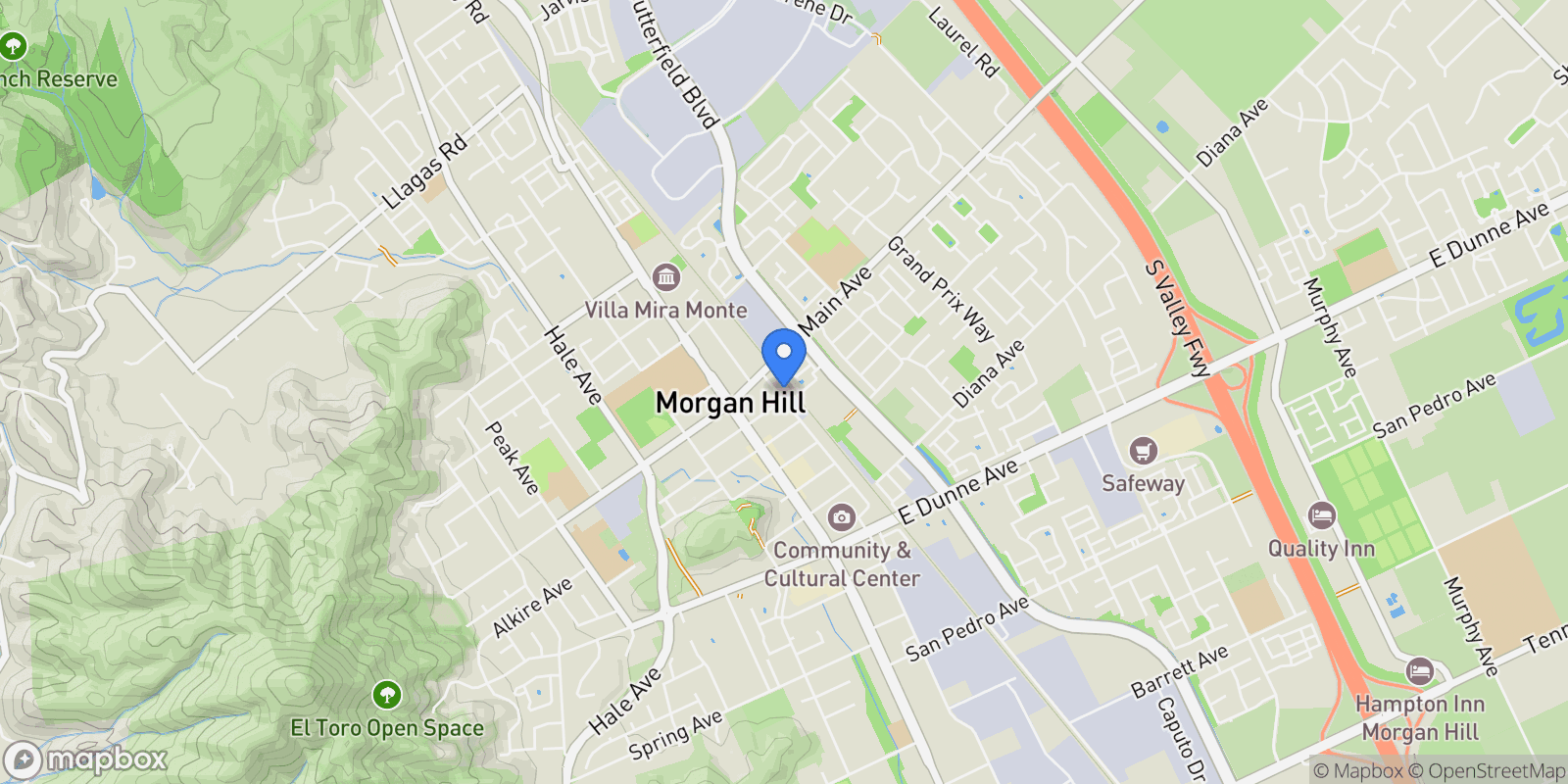 Map showing 17114 Depot Street, Morgan Hill, California, United States.