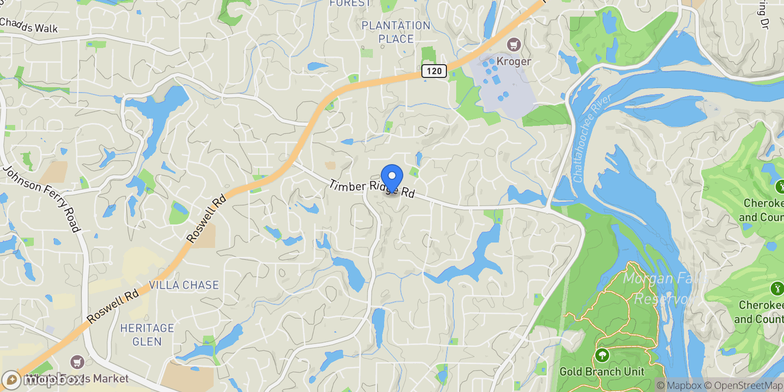 Map showing 5150 Timber Ridge Road, Marietta, Georgia, United States.