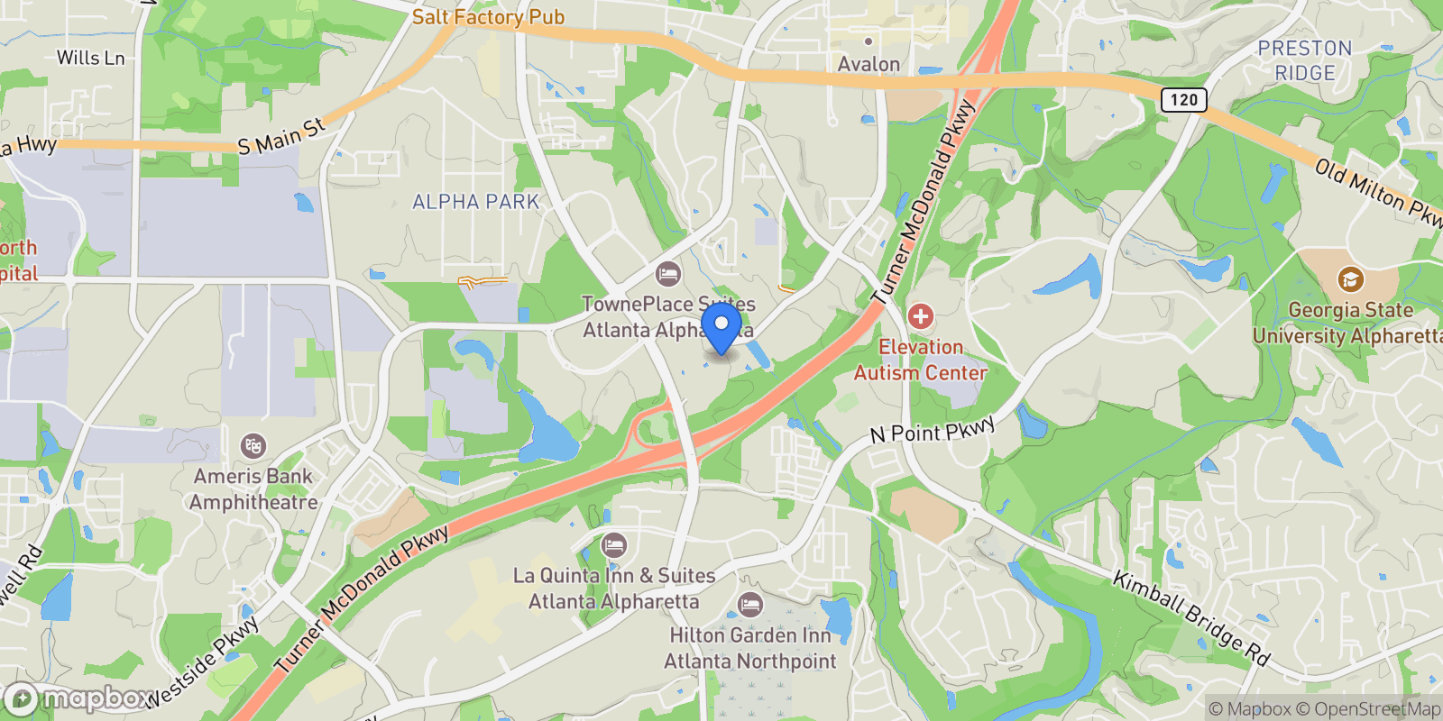 Map showing 7210 Summit Place, Alpharetta, Georgia, United States.