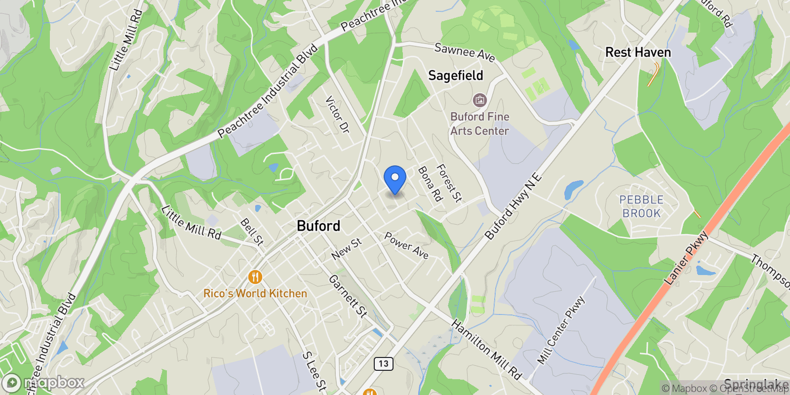 Map showing 6944 Melody Ridge RD, Buford, Georgia, United States.