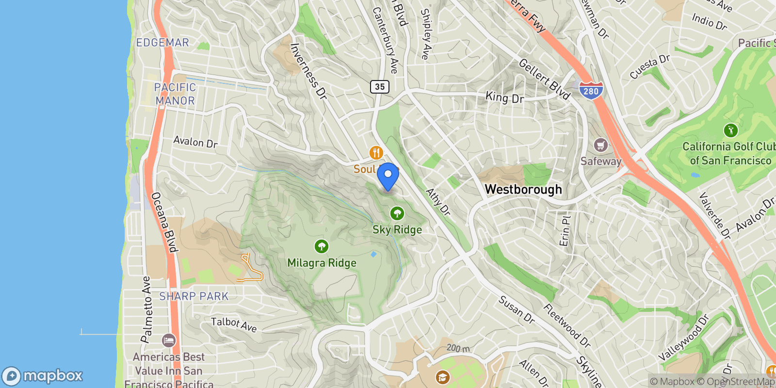 Map showing 720 Lockhaven Drive, Pacifica, California, United States.