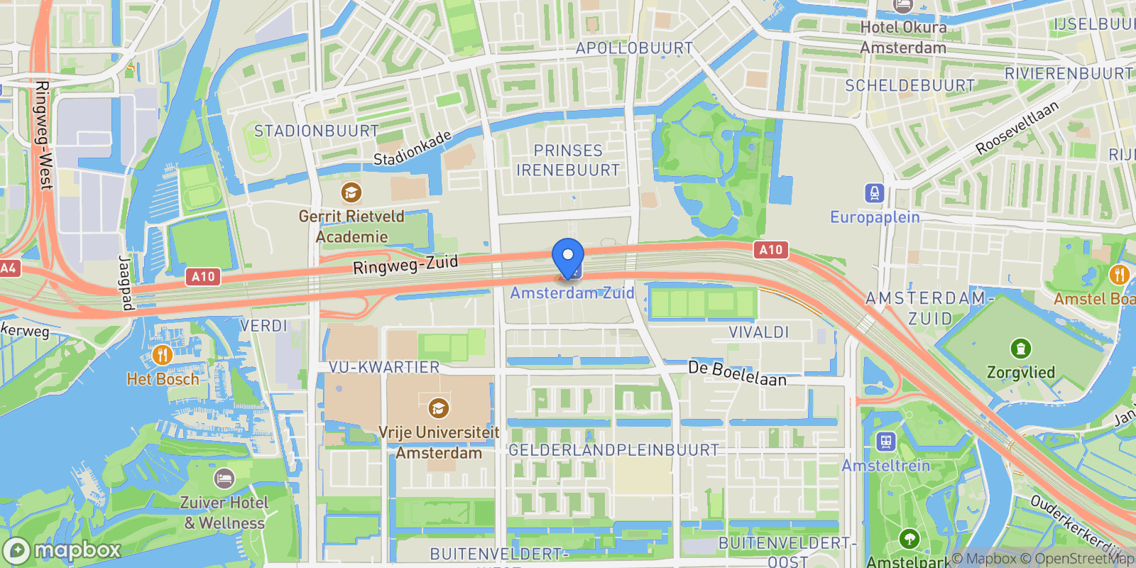 Map showing Zuidas, Amsterdam, Netherlands, Apollobuurt, North Holland, Netherlands.