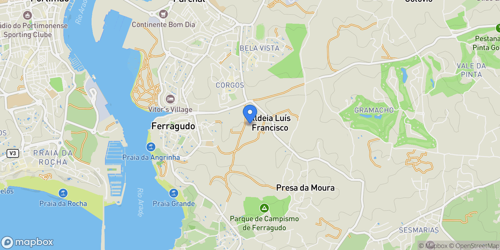 Map showing Ferragudo, Lagoa (Algarve), Faro, Lagoa (Algarve), Ferragudo, Algarve, Portugal.