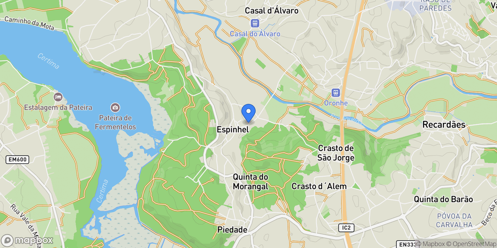Map showing 3750-403 Espinhel, Portugal, Recardaes e Espinhel, Aveiro District, Portugal.