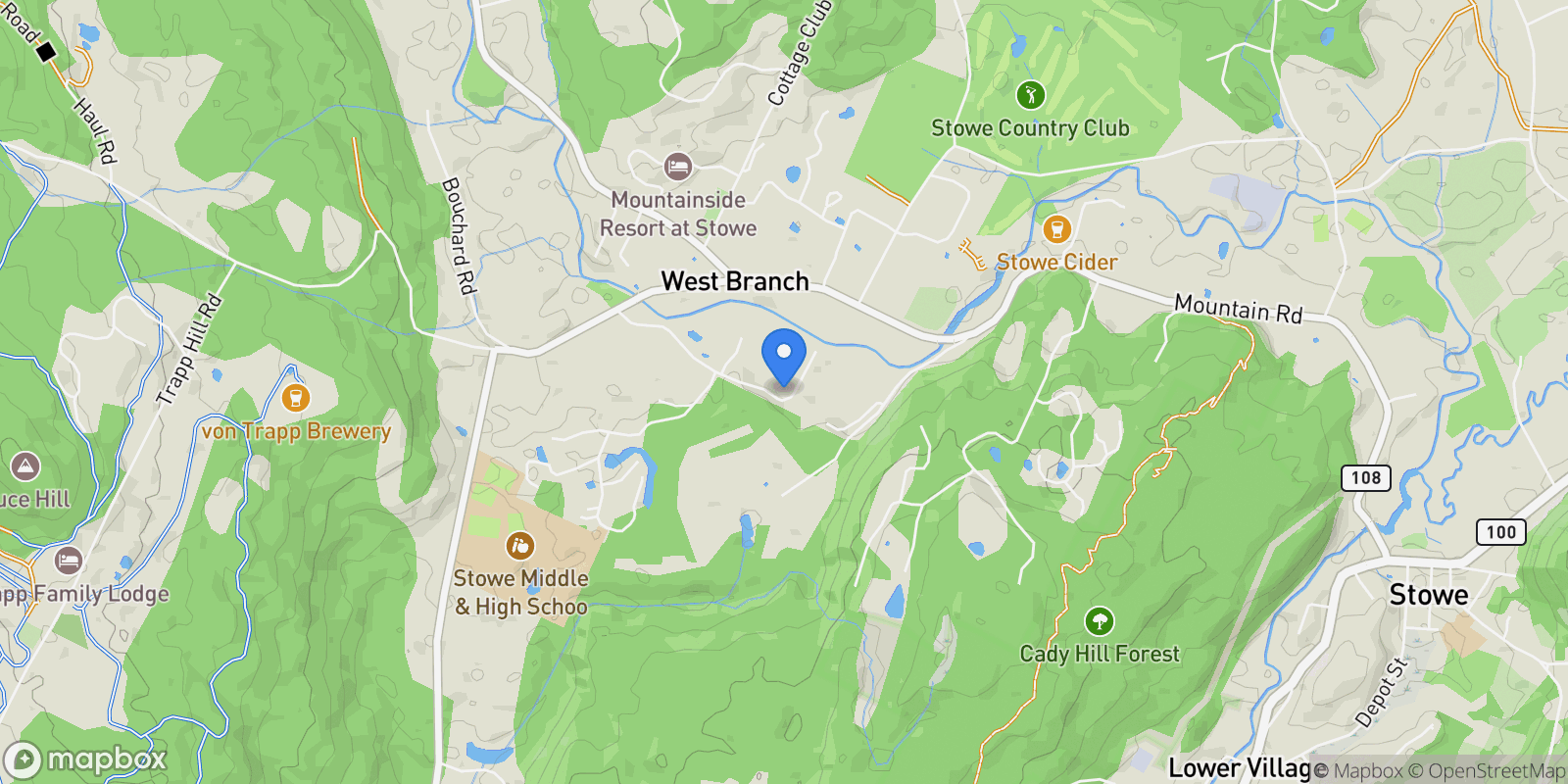 Map showing 435 Stonybrook Road 29, Stowe, VT 05472, Stowe, Vermont, United States.
